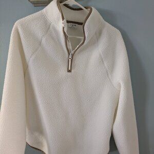jJ Crew Fleece Ivory Warm Pullover Halfzip Top